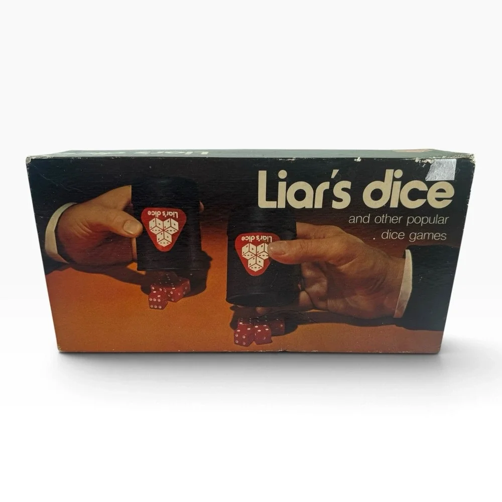 Vintage Liars Dice Game Set with 2 Cups 10 Dice and Instructions Original Box